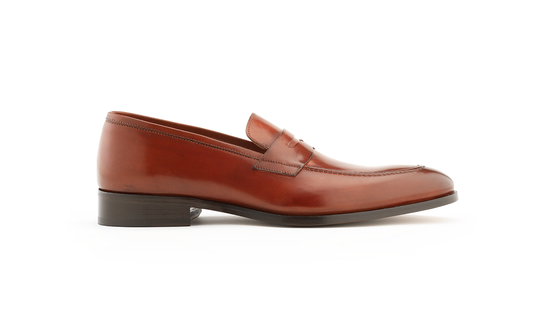 brown leather italian loafer shoe