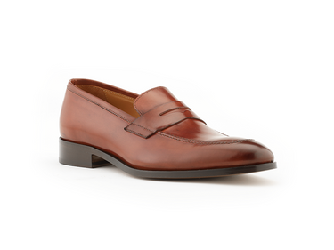 brown leather italian penny loafer shoe