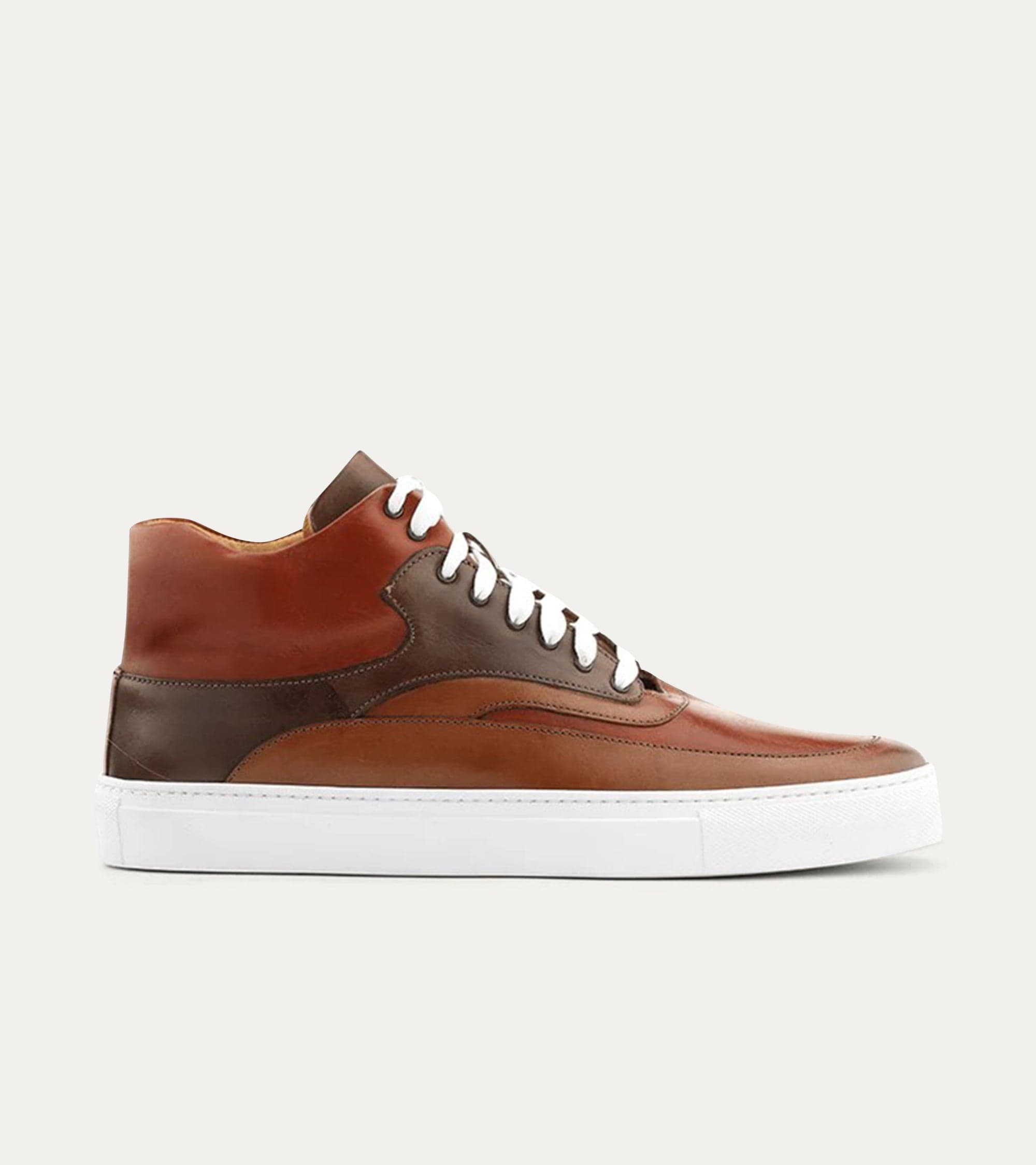 Casual Shoe High Top Dress Sneakers In Cuoio Cognac – Ace Marks