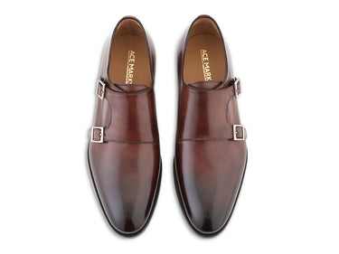 acemarks brown italian monkstrap shoe