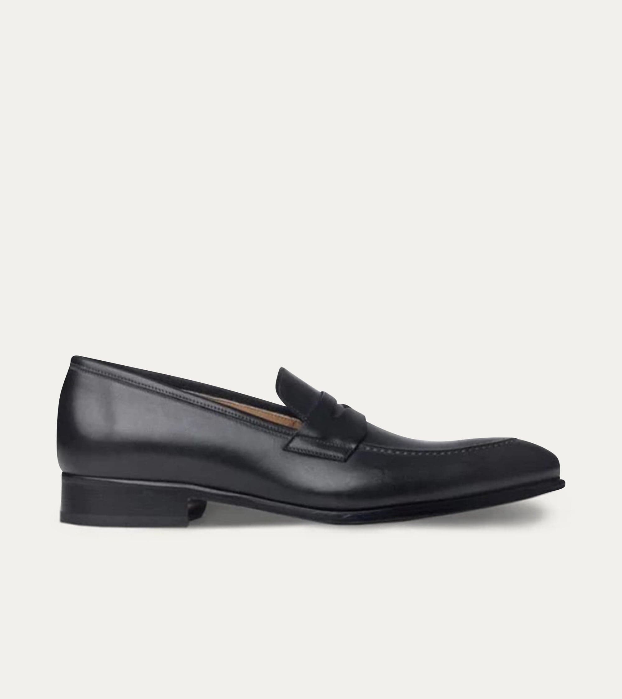 Dress Shoe Penny Loafer Black Antique Leather Ace Marks Dress Shoe Penny Loafer Black Antique Leather Ace Marks