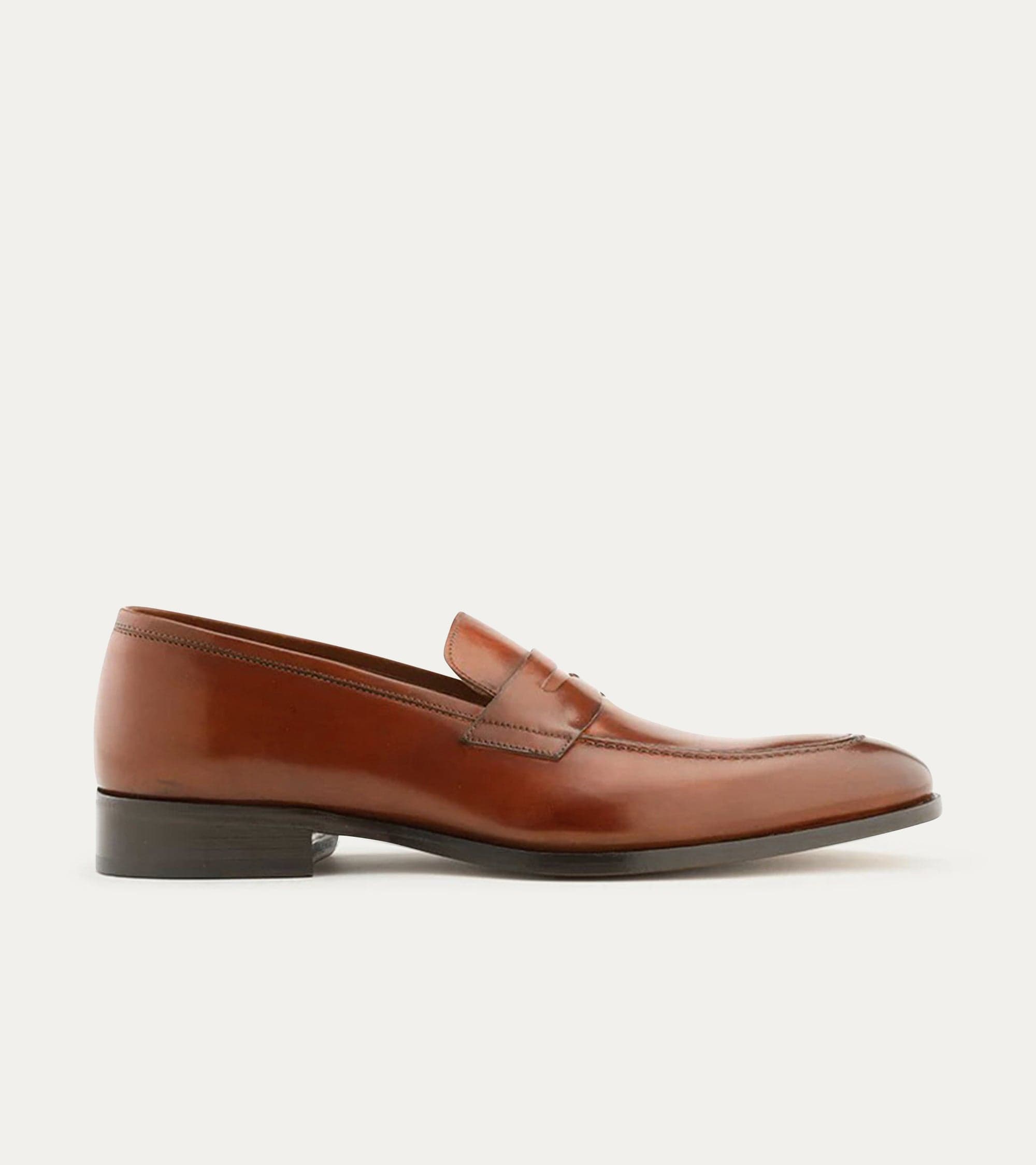 Dress Shoe Penny Loafer Cognac Antique Leather Ace Marks Dress Shoe Penny Loafer Cognac Antique Leather Ace Marks