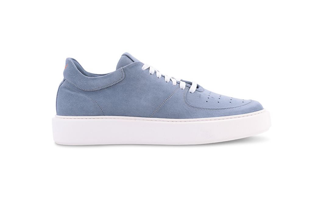 Lightweight Travel Sneaker in Light Blue Suede - Ace Marks