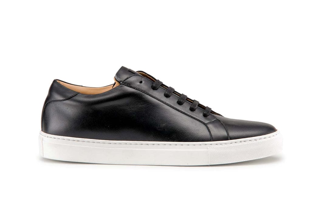 black leather white sole italian dress sneaker