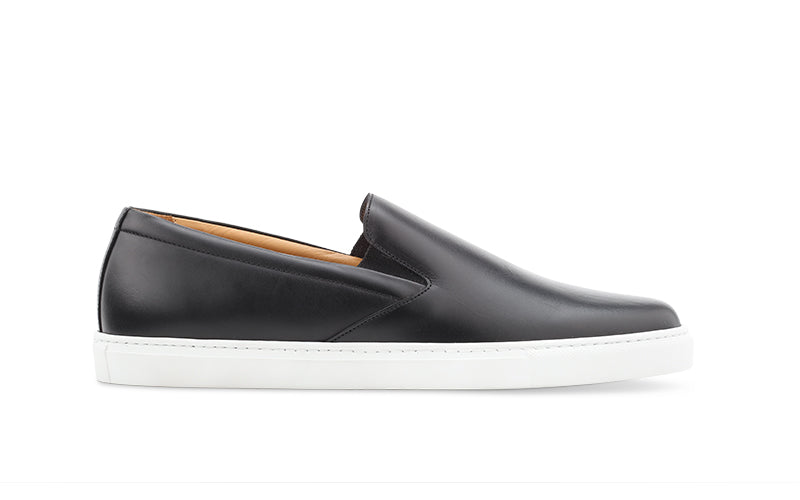 Slip On Sneaker In Black Leather - Ace Marks