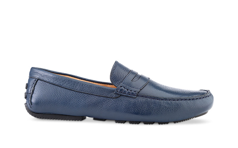 blue italian moccasin dress shoe