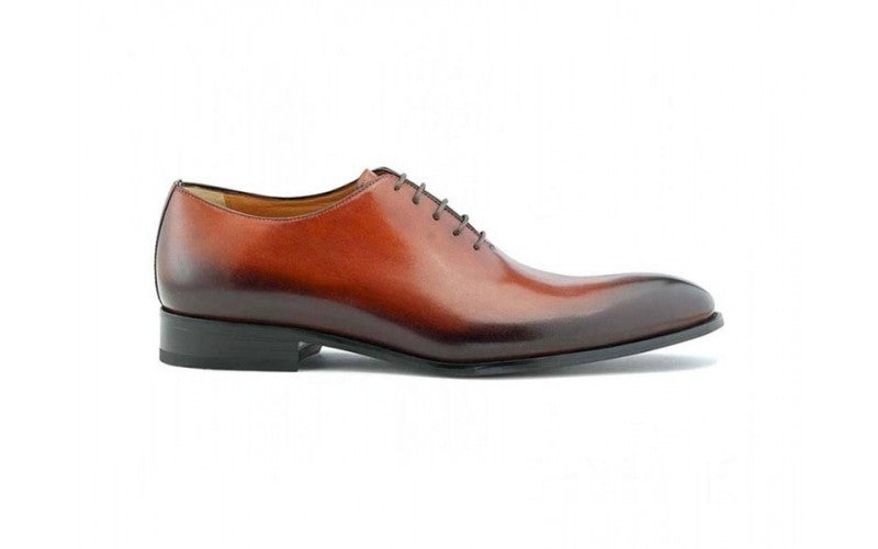 italian oxford shoe in cognac patina