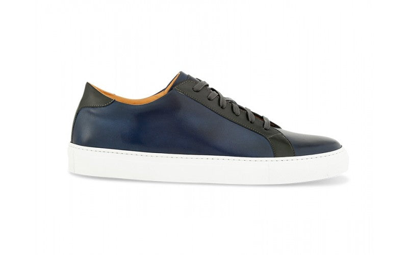 blue leather dress sneaker for men