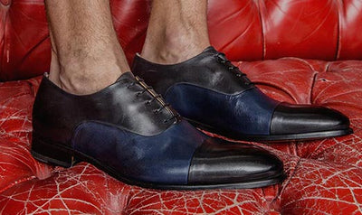 Cap Toe Italian Leather Dress Shoes For Men