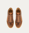 Men's caramel brown Italian leather and suede lace-up sneaker with beige rubber sole