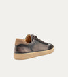 Men's dark brown Italian leather and suede lace-up sneaker with beige rubber sole