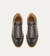 Men's dark brown Italian leather and suede lace-up sneaker with beige rubber sole