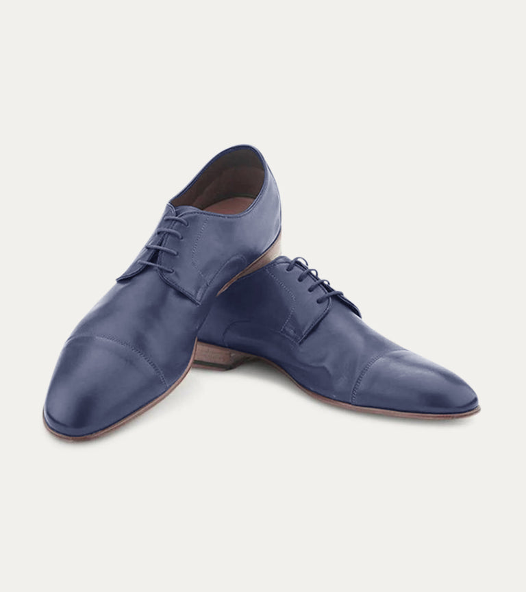 Shane Cap-Toe Oxford in Blue Leather