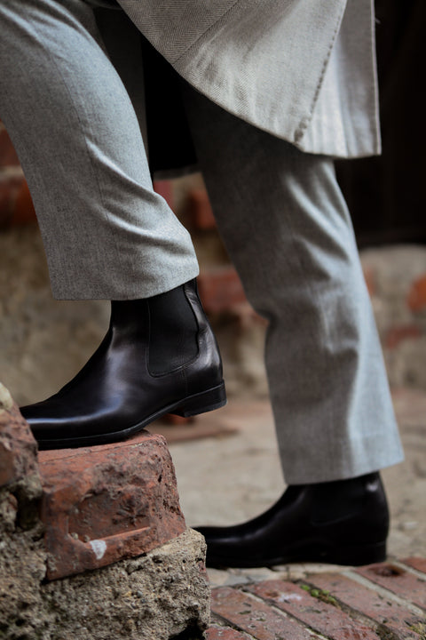 Men's Black Dress Boots in Italian Leather Ace Marks Men's Black Dress Boots in Italian Leather Ace Marks