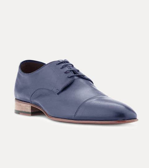 Shane Cap-Toe Oxford in Blue Leather