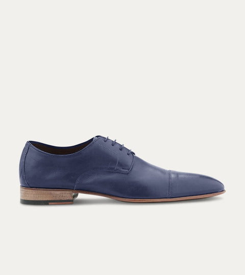 Shane Cap-Toe Oxford in Blue Leather