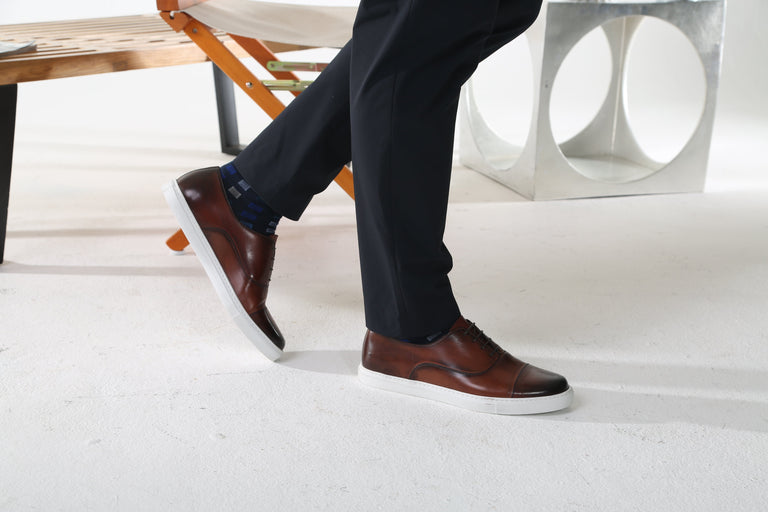 Cap Toe Oxford Sneaker In Brown Antique