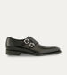 Men's black Italian leather double buckle monk strap dress shoe