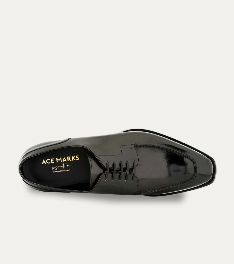 Men's black Italian leather lace-up dress shoe