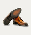 Men's light caramel brown patina Italian leather lace-up dress shoe