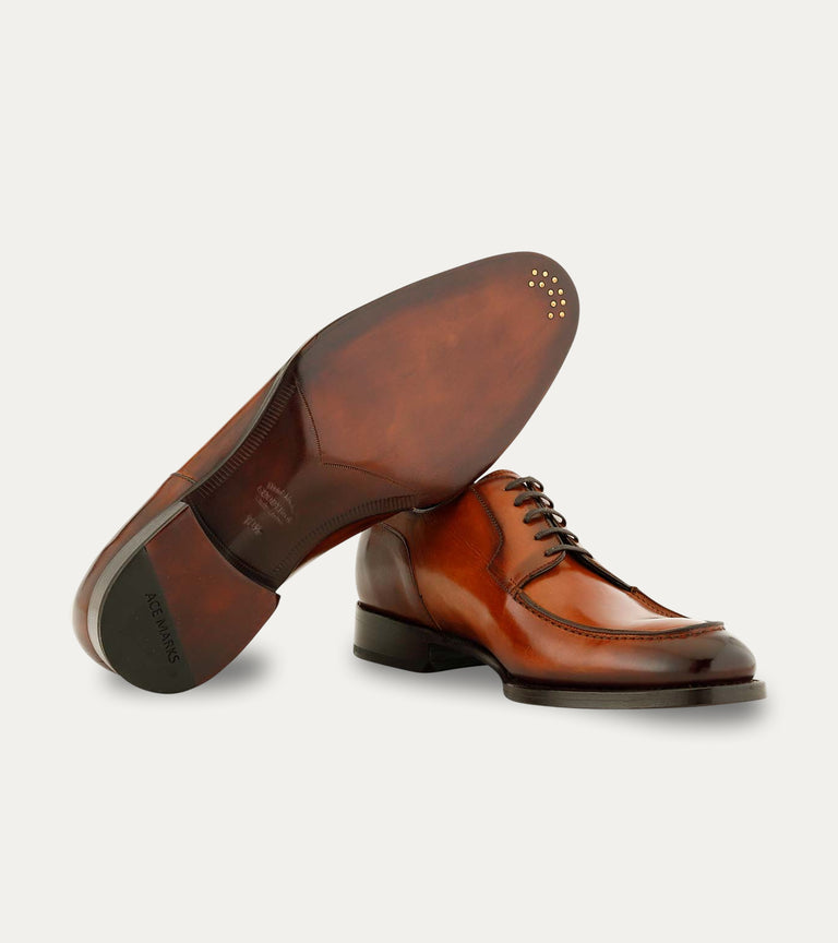 Men's caramel brown Italian leather lace-up dress shoe