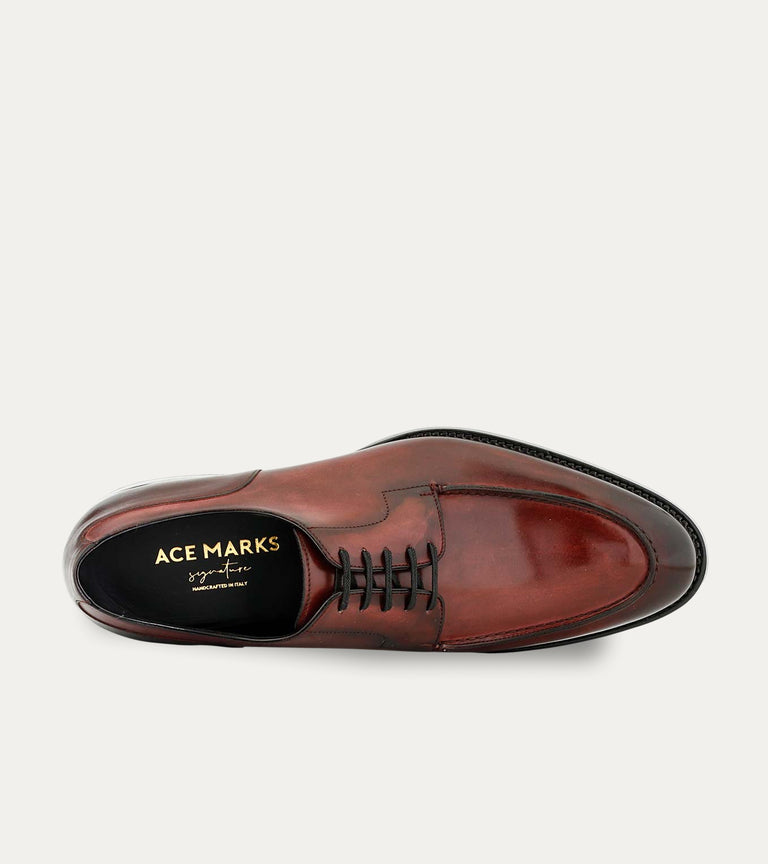 Men's brown Italian leather lace-up dress shoe
