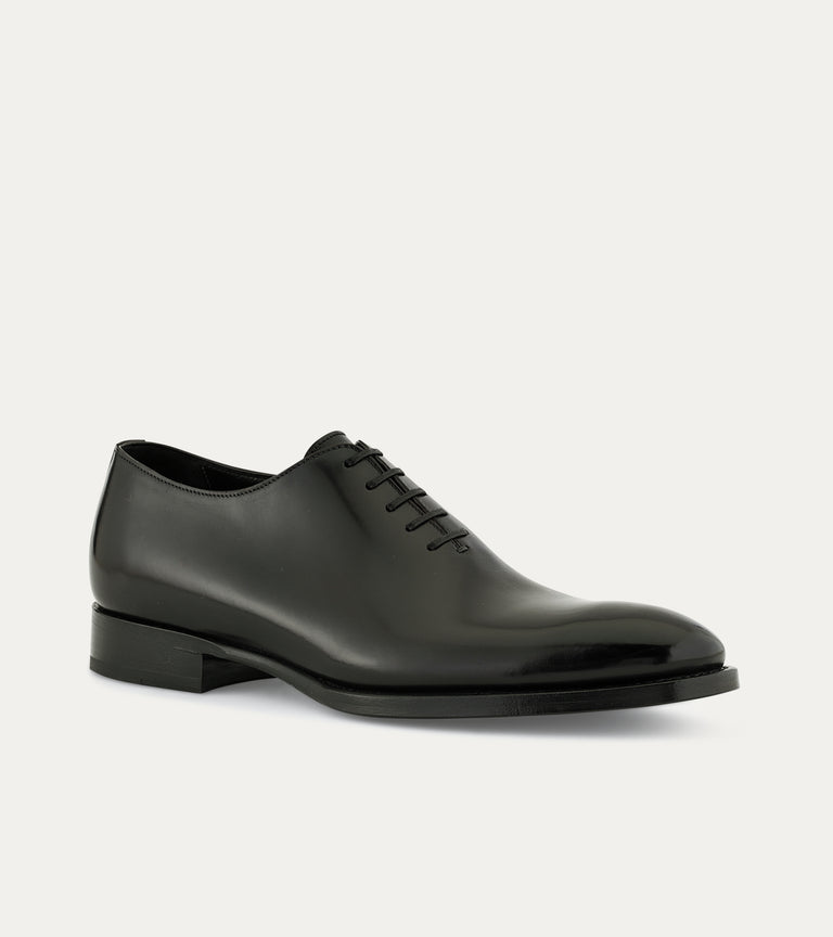Men's black Italian leather lace-up wholecut oxford dress shoe