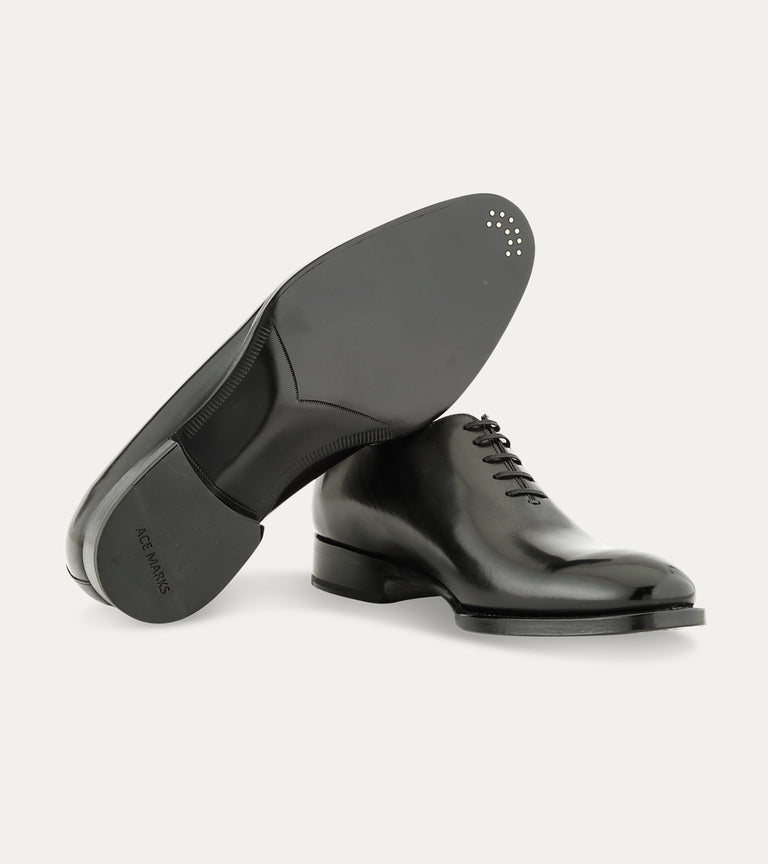 Men's black Italian leather lace-up wholecut oxford dress shoe