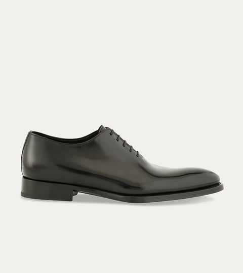 Men's black Italian leather lace-up wholecut oxford dress shoe