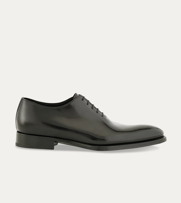 Men's black Italian leather lace-up wholecut oxford dress shoe