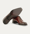 Men's medium brown Italian leather patina lace-up wholecut oxford dress shoe