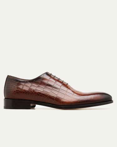 Wholecut Oxford Plain Toe Brandy Nicol Croc - Ace Marks