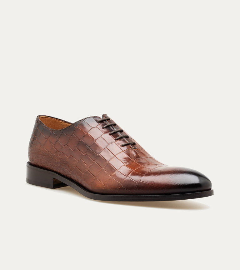 Wholecut Oxford Plain Toe Brandy Nicol Croc - Ace Marks