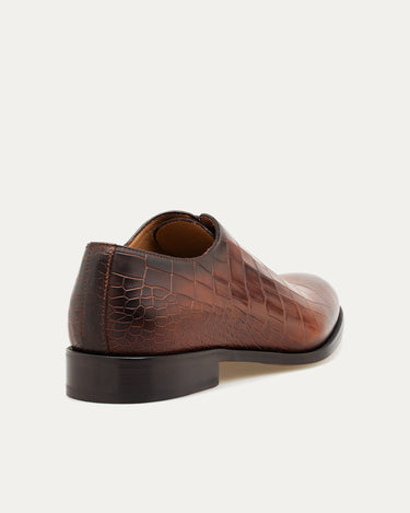 Wholecut Oxford Plain Toe Brandy Nicol Croc - Ace Marks