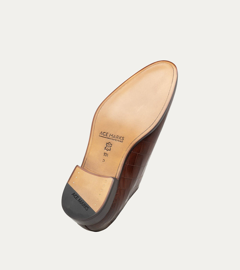 Wholecut Oxford Plain Toe Brandy Nicol Croc - Ace Marks