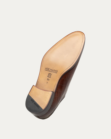 Wholecut Oxford Plain Toe Brandy Nicol Croc - Ace Marks