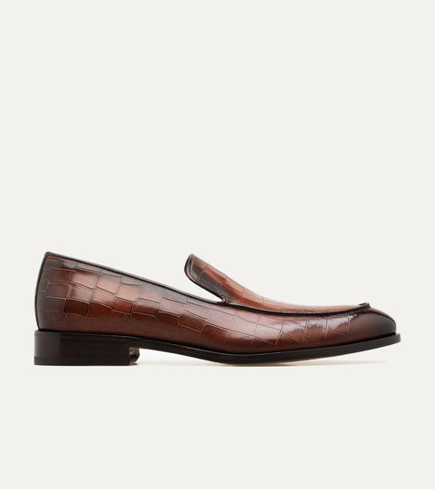 Enzo Stitch Toe Loafer in Brandy Nicol Croc - Ace Marks