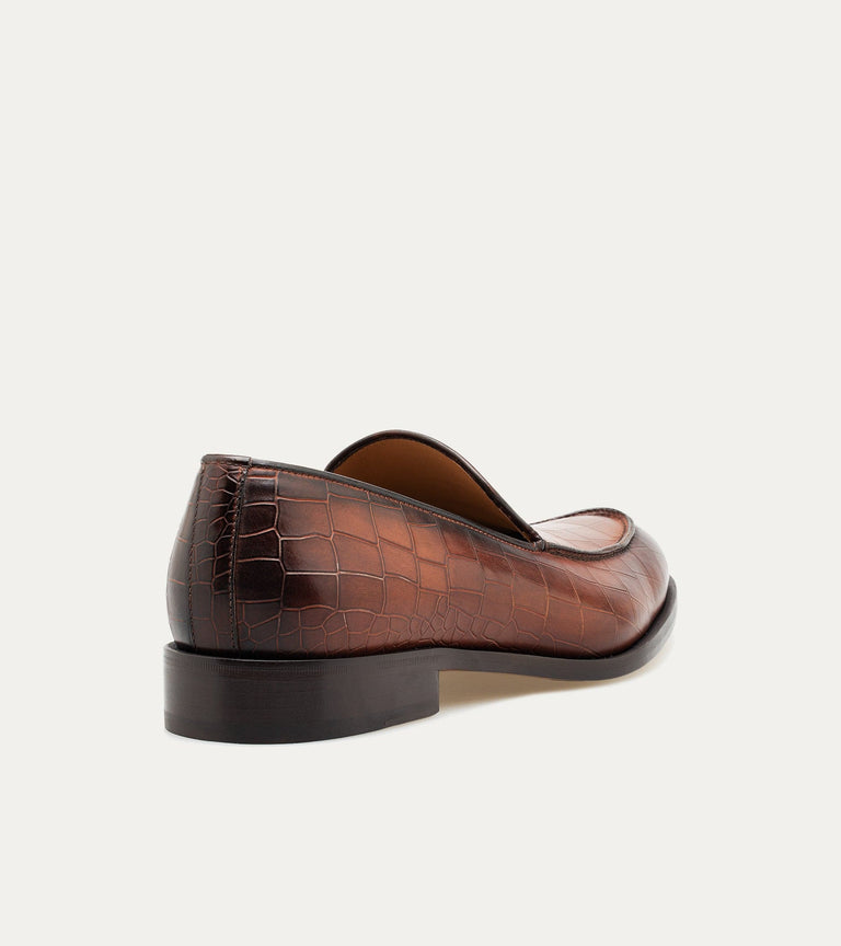 Enzo Stitch Toe Loafer in Brandy Nicol Croc - Ace Marks
