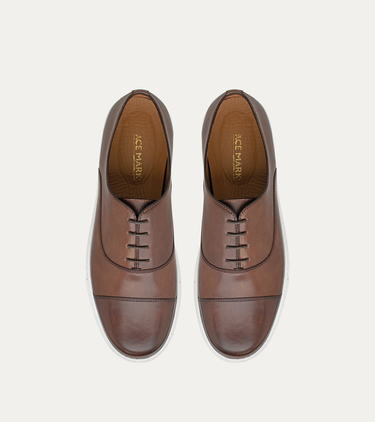 Cap Toe Oxford Sneaker In Brown Antique