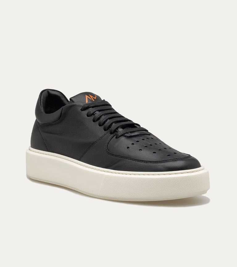 Lightweight Travel Sneaker in Black Leather