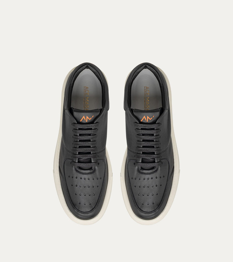Lightweight Travel Sneaker in Black Leather
