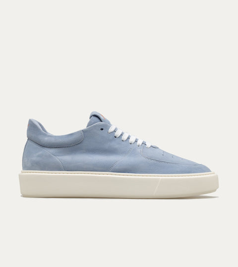 Lightweight Travel Sneaker in Light Blue Suede