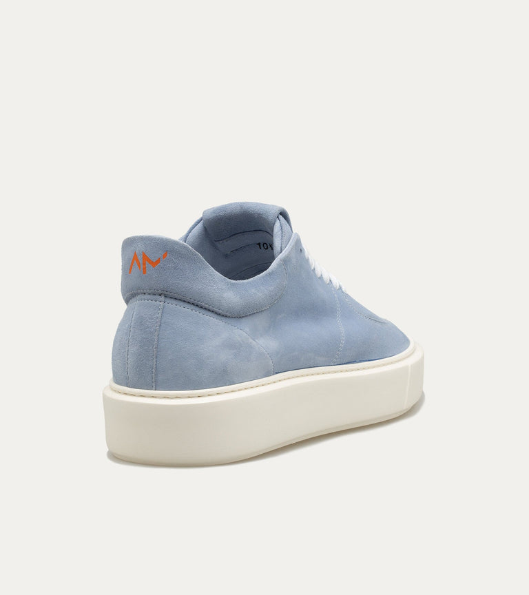 Lightweight Travel Sneaker in Light Blue Suede