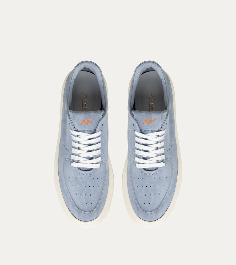 Lightweight Travel Sneaker in Light Blue Suede