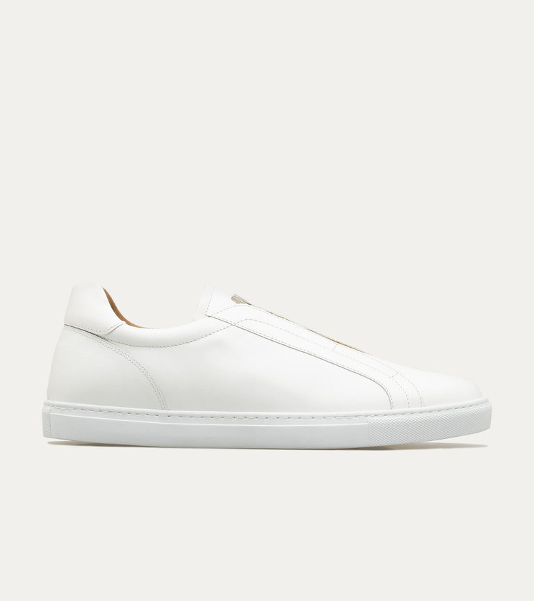 Elastic Slip On Sneaker In White Leather