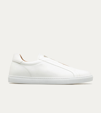 Elastic Slip On Sneaker In White Leather
