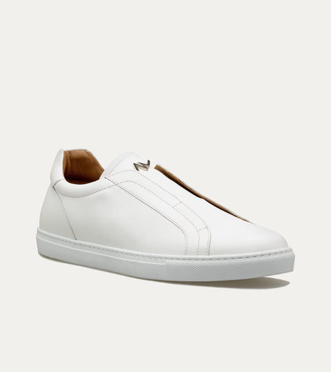 Elastic Slip On Sneaker In White Leather