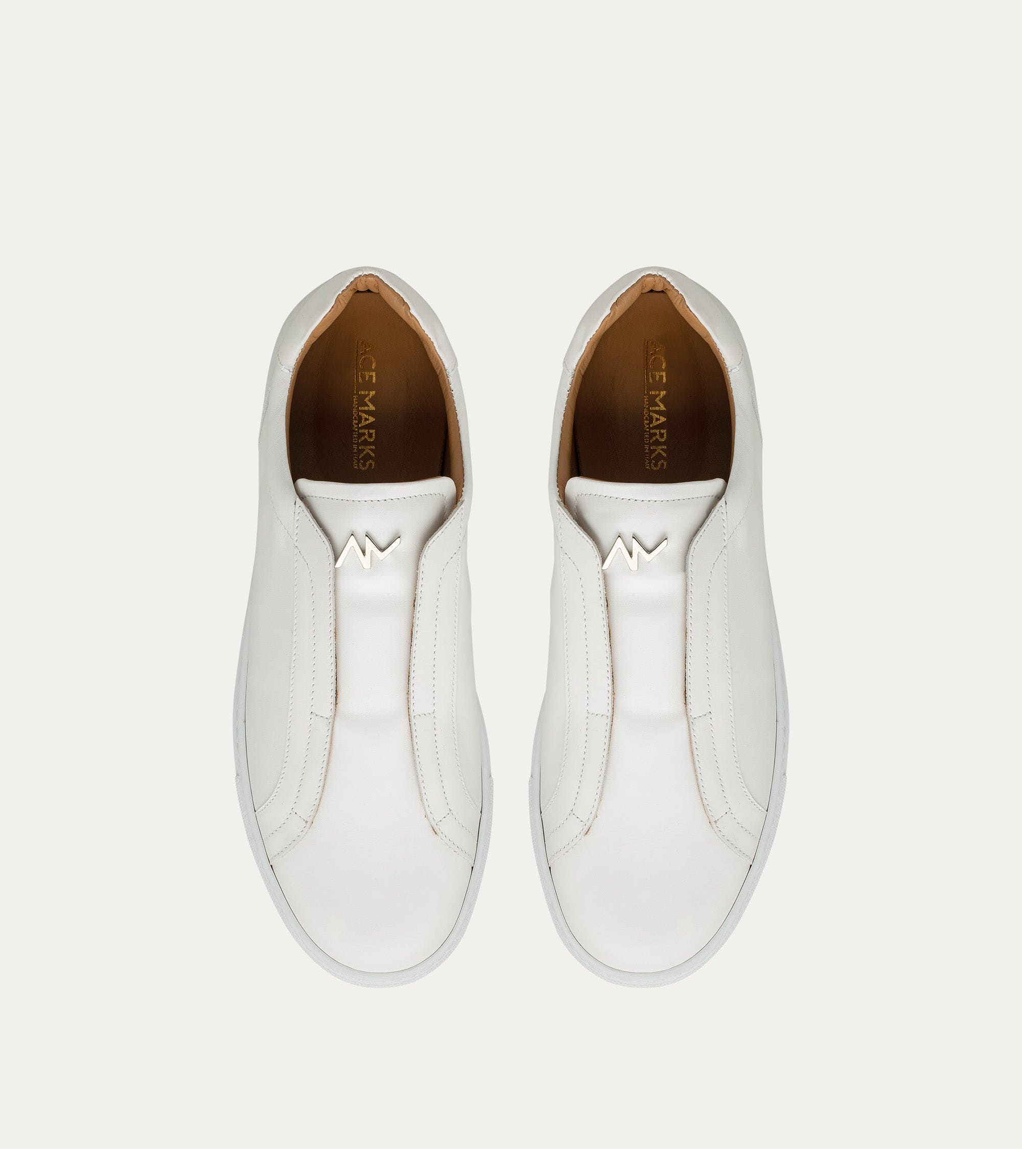 Elastic Slip On Sneaker In White Leather Elastic Slip On Sneaker In White Leather