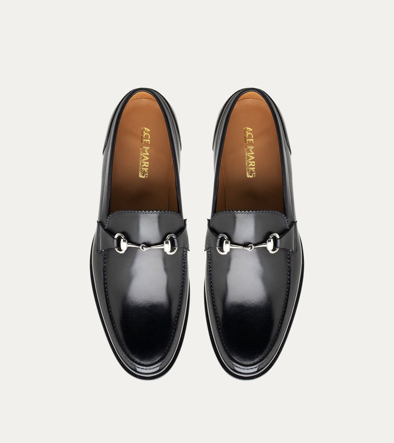 Simon w/Bit Loafer in Black Leather - Ace Marks