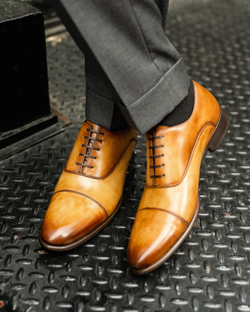 The Cagney II Stitched Cap-Toe Oxford - Tobacco - Ace Marks